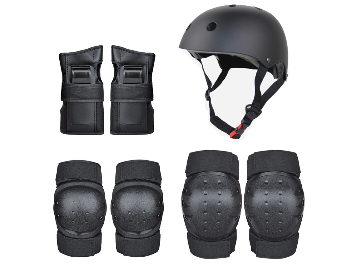 Monopatín Equilibrio Bicicleta Patinaje Casco Protección Set YUYSAN Negro Talla S (10-25kg)