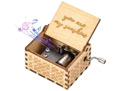 Caja De Música Manual De Madera Con Manivela, Grabada Con Láser Con La Melodía "you Are My Sunshine".