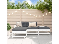 4pcs Conjunto Lounge Jardim C/ Almofadões Madeira Maciça Branco Dkd Decoración Del Hogar