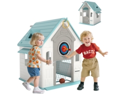 Casita De Juegos 5 En 1 Para Niños (a Partir De 2 Años) Con Baloncesto, Fútbol Y Dardos, Color Beige.