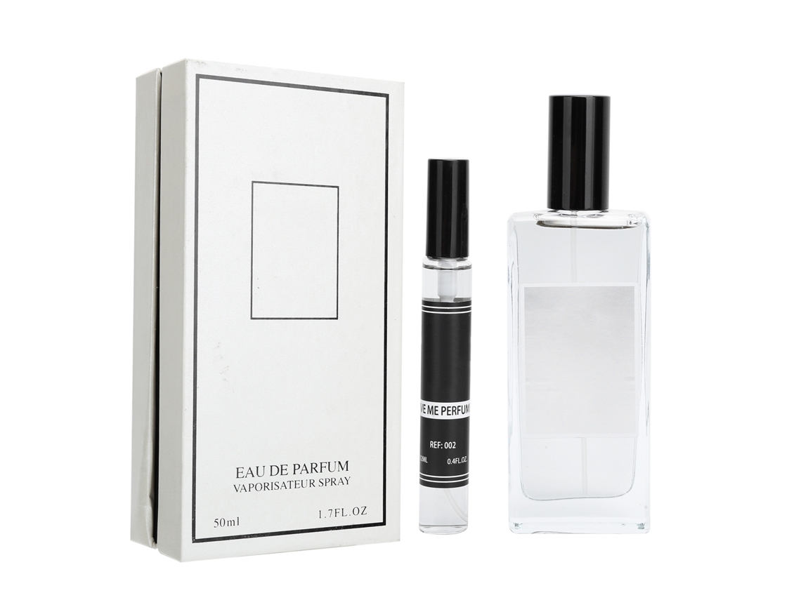 Kit de perfume para mujer de 50 ml + 12 ml con fragancia de larga duración y diseño elegante.