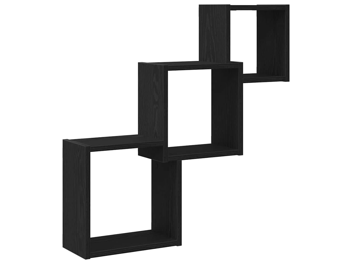 Estantería cúbica de pared de 68x15x68 cm, madera de roble negro, EXCLUSIVA DE MAISON