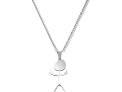 Collar De Gesto De Dedo Medio Doodle Divertido De Plata Ley 925 Para Moda Personalizada