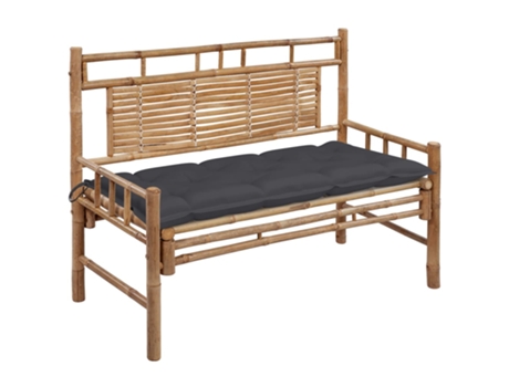 Banco de jardín con cojín bambú 120 cm MAISON EXCLUSIVE