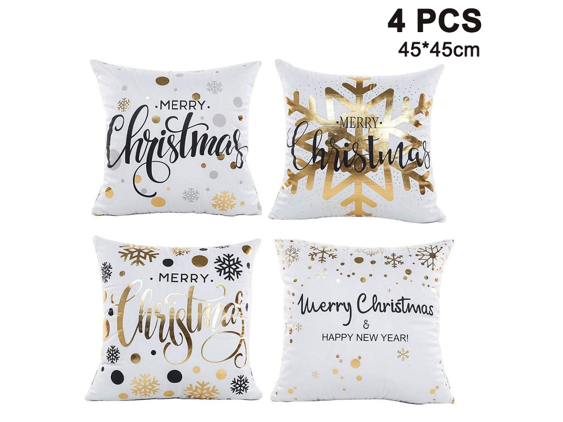 fundas de cojín de 45 x 45 cm, decoración navideña para sofá, fundas de almohada cuadradas de algodón y lino para sofá, cama y coche.