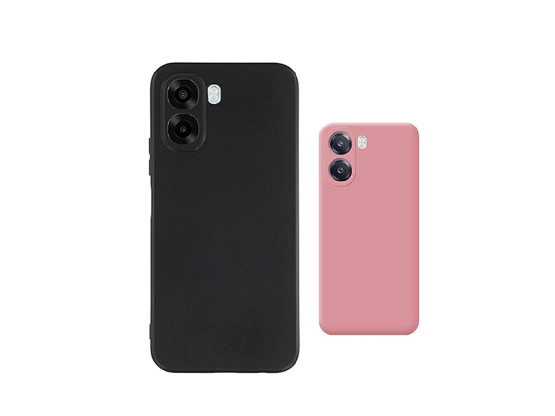 Kit 2x Capa Silicone Líquido Phonecare Para Oppo A6x - Preto / Rosa