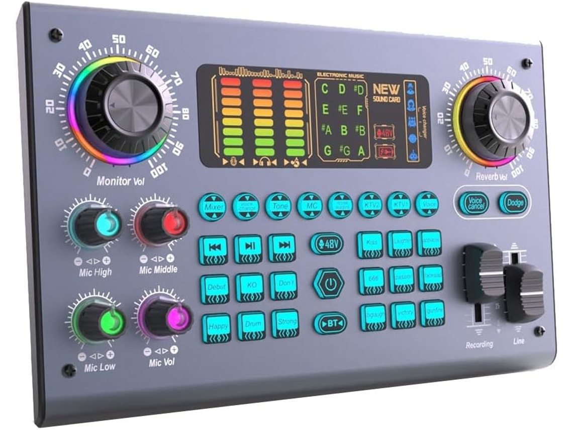 Tarjeta De Sonido Podcast Mezclador En Vivo Dj Equipo De Audio Pc Grabación Canto Streaming Juegos