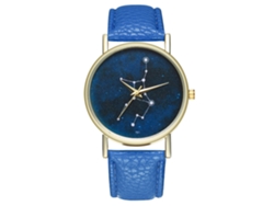Reloj De Cuarzo Con Correa De Cuero Pu Moda Dial Redondo Reloj De Pulsera (azul Real)