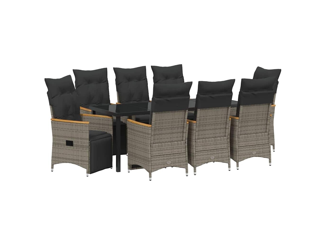 Maison Exclusive - Conjunto De Comedor De Jardín 9 Pcs Gris Ratán Sintético