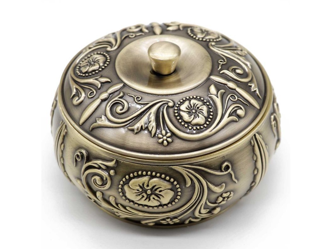 2026-cenicero De Mesa De Metal Con Tapa, Diseño Único En Forma De Manzana, Bronce, Para Interior Y Exterior