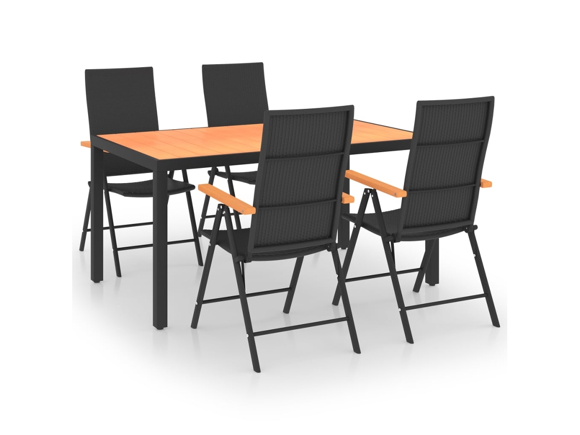 Conjunto 5 de comedor para jardín VIDAXL negro y marrón