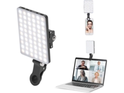 Luz Led Recargable De Alta Potencia Para Videoconferencias Con Clip Frontal Y Trasero (blanca)