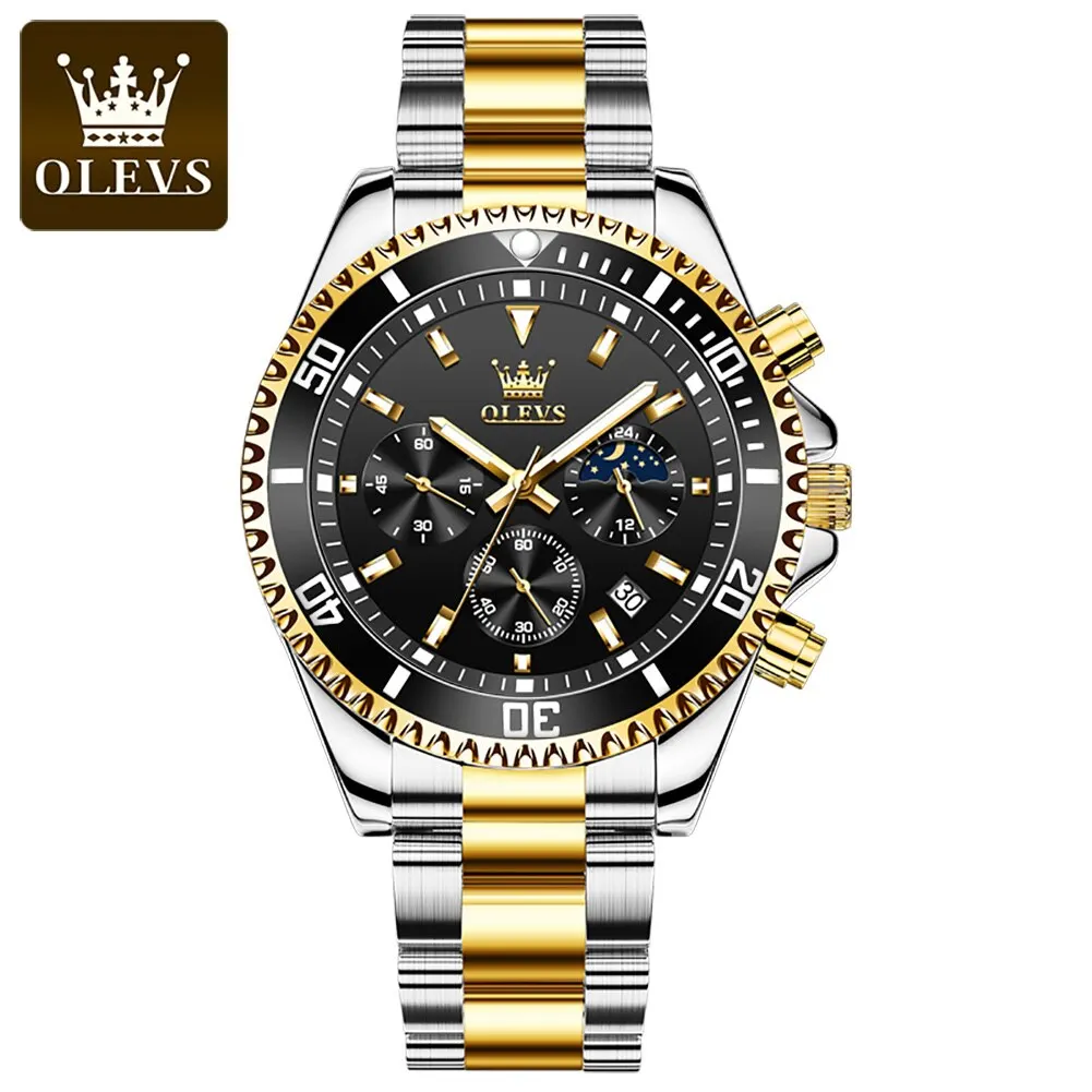 Reloj De Lujo Para Hombre, Elegante, Moderno, De Acero Inoxidable, Resistente Al Agua Y Luminoso (dorado Y Negro)