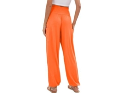 2026-pantalones Harem Mujer De Cadera Alta Yoga Boho Con Bolsillos M Naranja