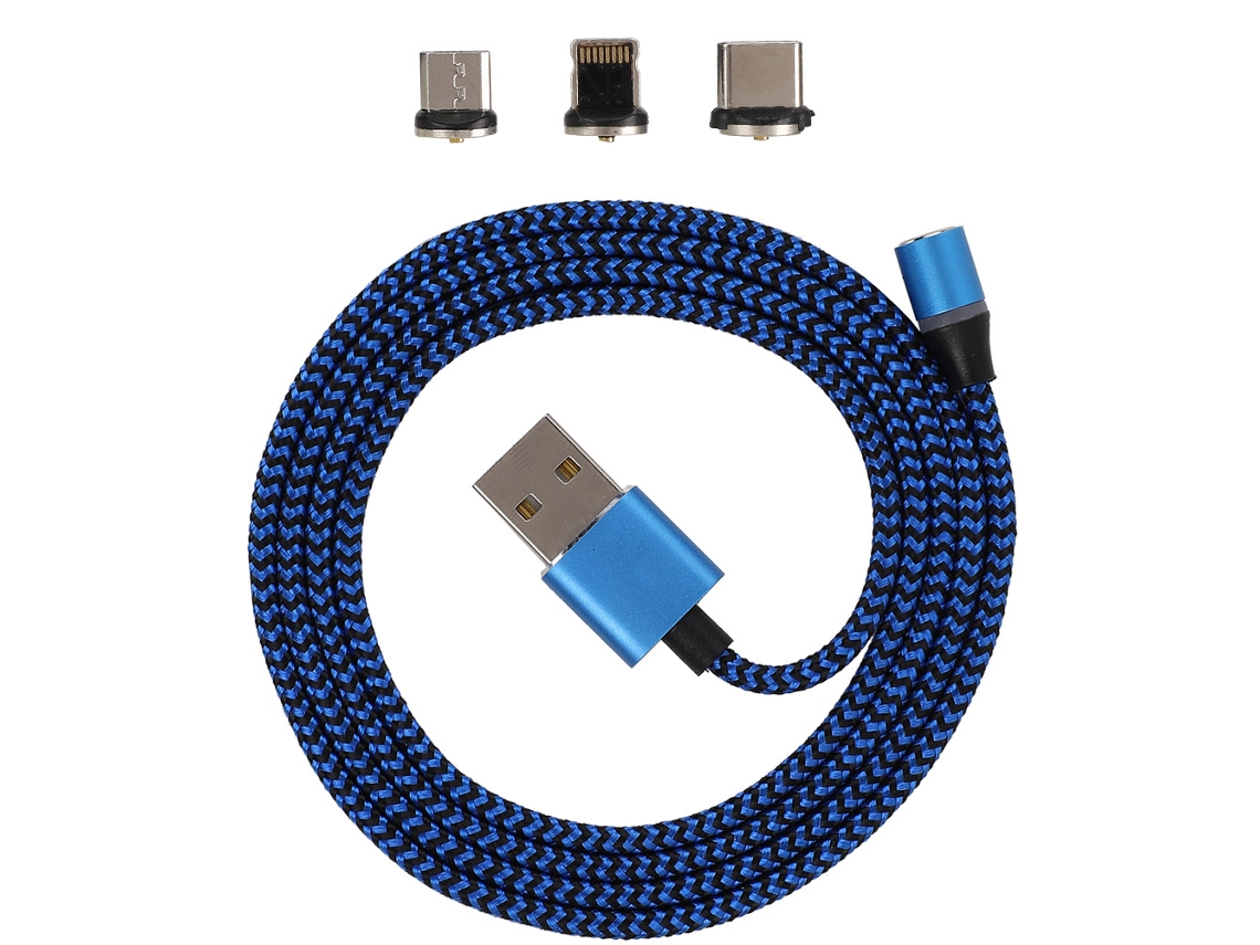 Cable de datos magnético 3 en 1 EOOCOO para Android, Lightning, Tipo-C, carga rápida