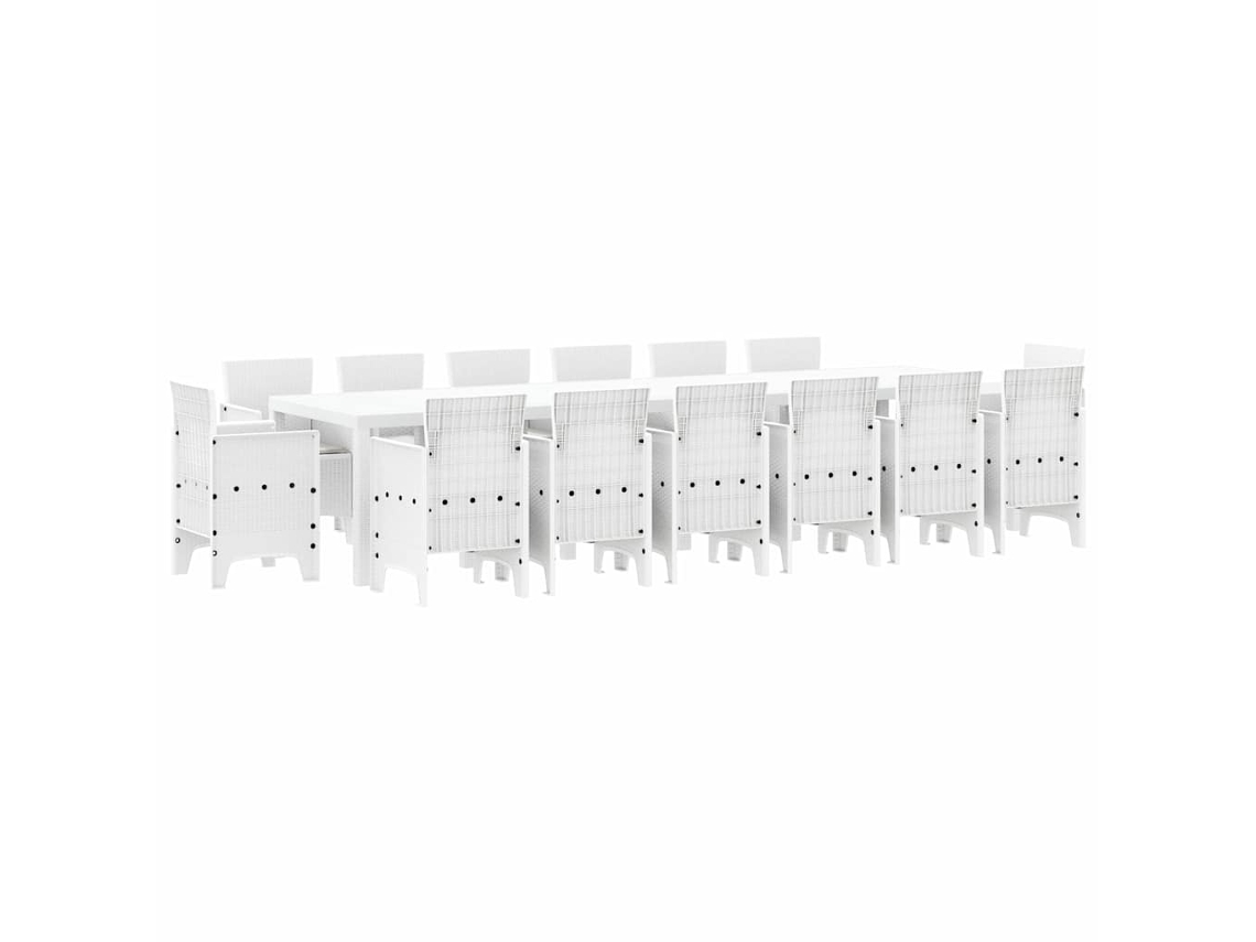 Maison Exclusive - Conjunto De Comedor De Jardín 15 Pcs Blanco Ratan Polt