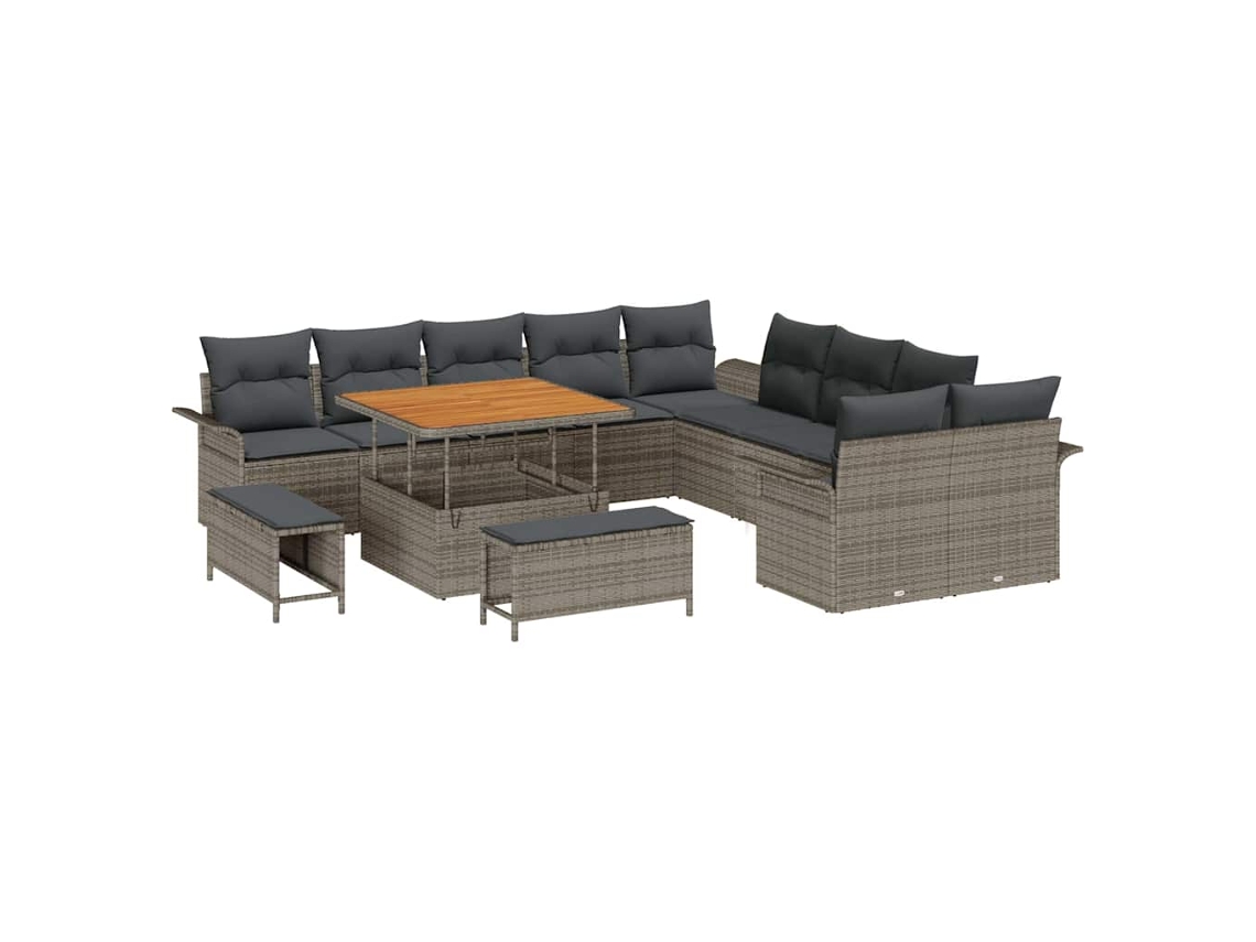 Maison Exclusive - Conjunto De Sofá De Jardín Con Cojín Con Almohada 13 Pcs Gris