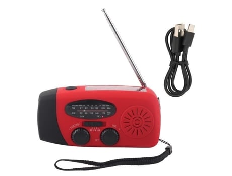 HURRISE Radio Portátil Manivela Dinamo Solar Radio Meteorológico de Emergencia AM/FM/WB Linterna LED Cargador Sonido Walkman Blanco