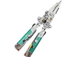 Herramienta profesional para electricistas: pelacables, alicates para crimpar cables.