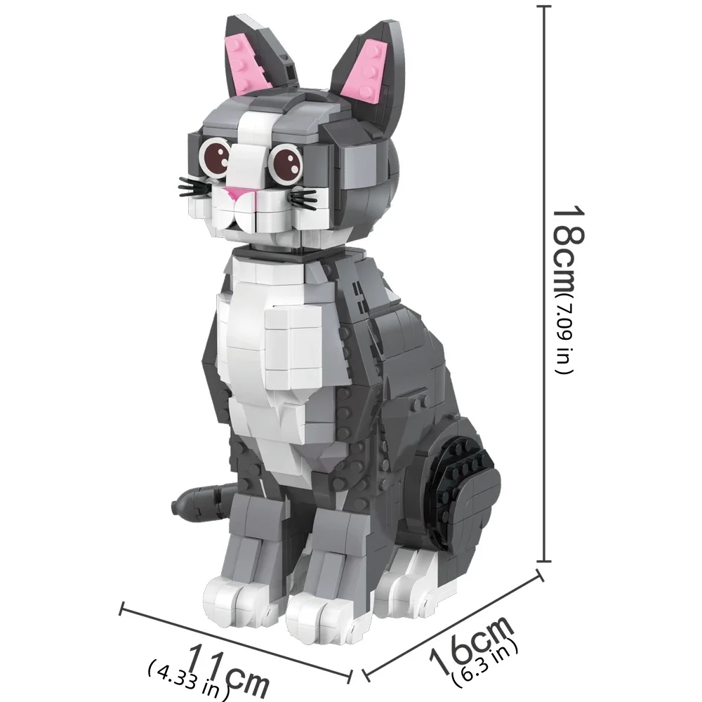 Lindos Bloques De Construcción Con Modelos De Mini Gatos Con Caras Expresivas.