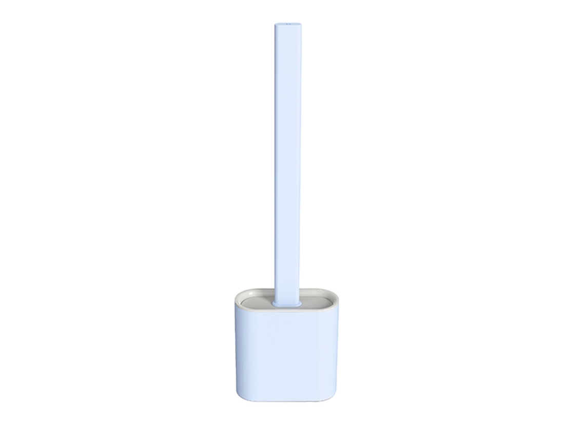 Juego de escobilla y soporte para inodoro, cepillo de silicona con mango largo RNEMITERY