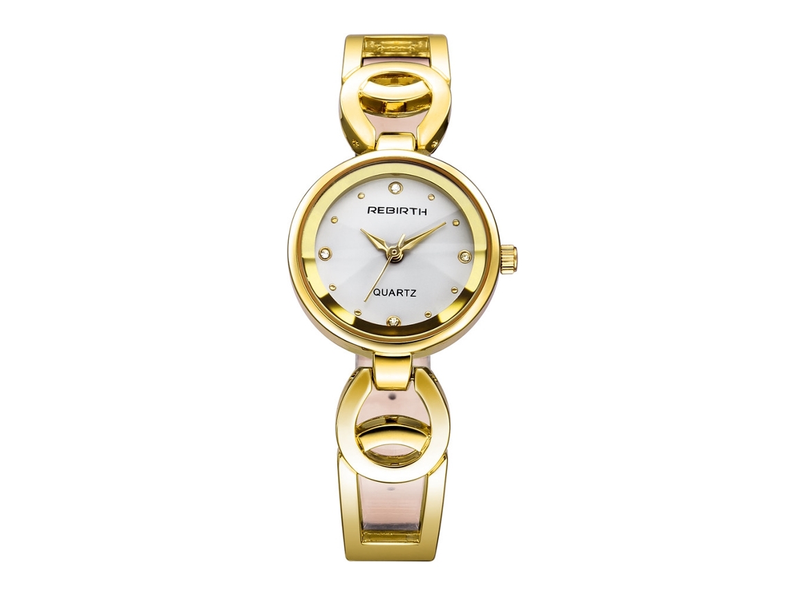 Reloj De Cuarzo Para Mujer Con Diamantes De Imitación, Esfera Redonda, Resistente Al Agua, Blanco.