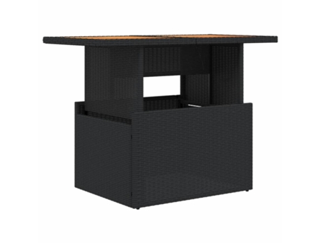 Mesa de jardín ratán PE y madera de acacia negro VIDAXL (100x55x73 cm)