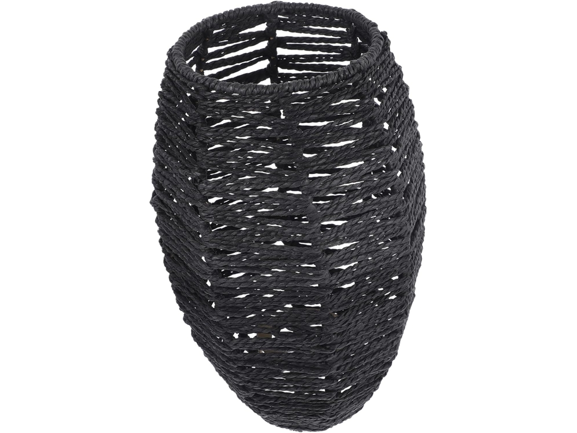 Protector De Lámpara Colgante Versátil De Imitación De Ratán De Papel Tejido Decorativo Negro