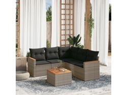 Conjunto de 6 sofás de jardín con cojines en mimbre gris DKD Home Decor