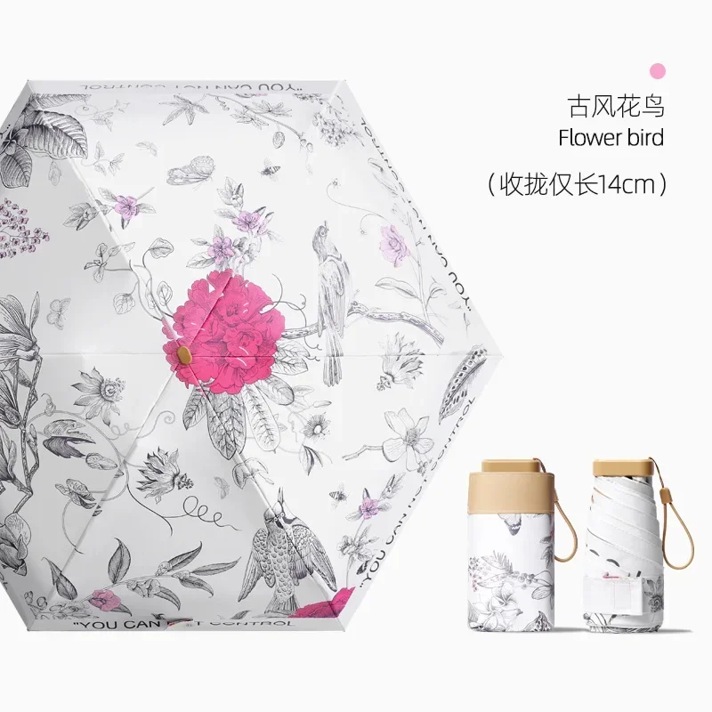 Mini Sombrilla De Bolsillo Con Protección Uv, Sombrilla De Sol Plegable De Parte Superior Plana.