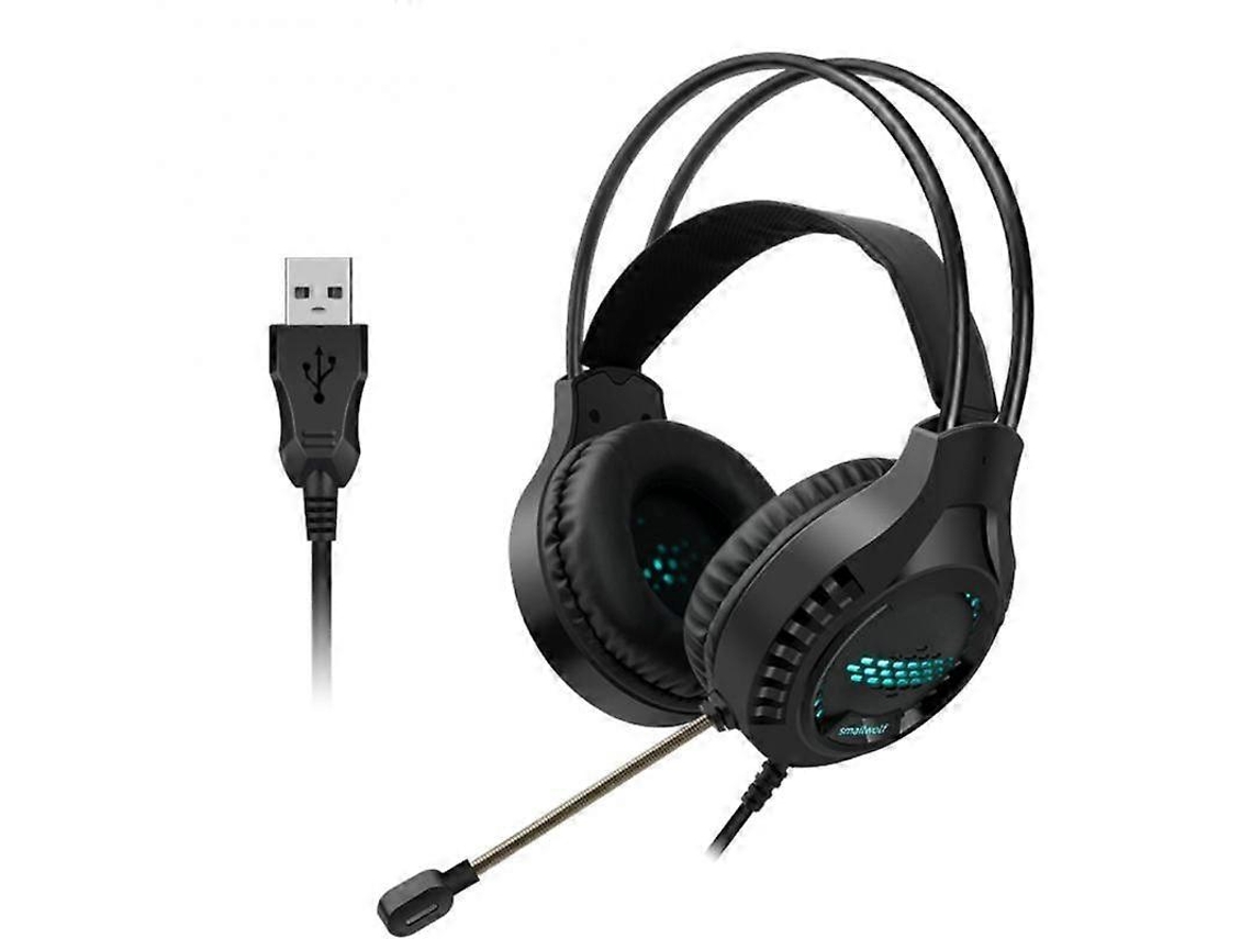 Auriculares con cable para juegos Smailwolf AK3, luminosos, para ordenador de escritorio, estilo USB, con un solo enchufe, Hengrongshen