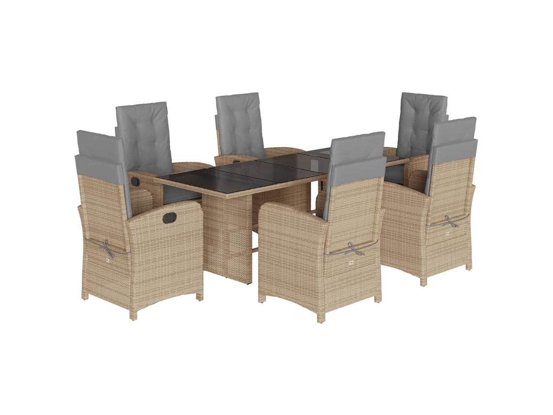 Maison Exclusive - Set Comedor De Jardín 7 Pzas Con Cojines Ratán Sintético Beige