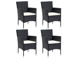 Sillas de comedor de jardín DKD Home Decor de 4 piezas en mimbre sintético negro