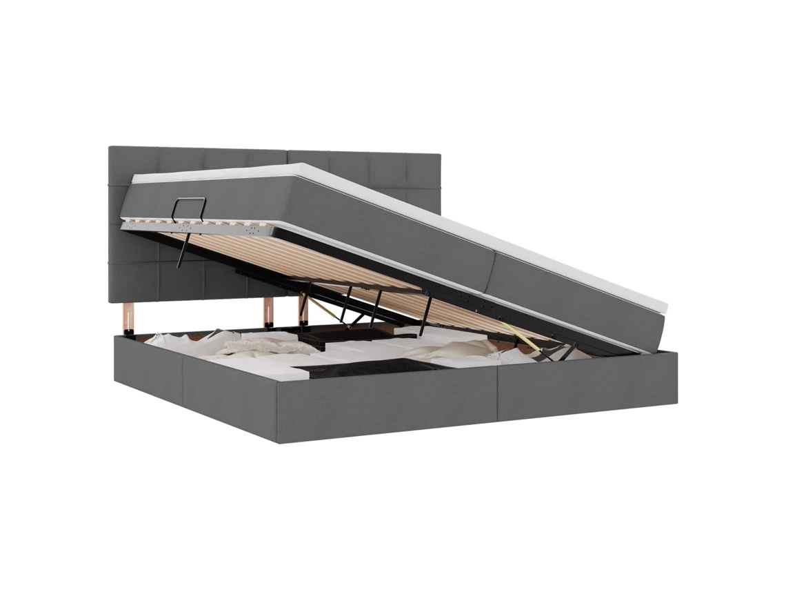 Maison Exclusive - Cama Con Almacenamiento Y Led Con Led Gris Oscuro 200 X 200 Cm