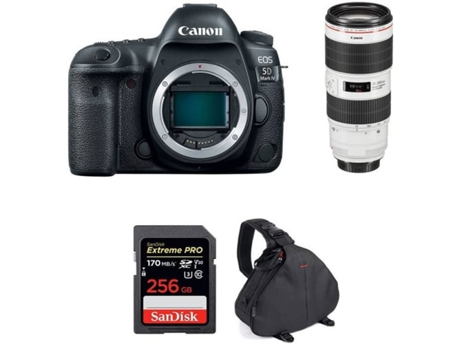 Kit Cámara CANON EOS 5D Mark IV + EF 70-200mm f/2.8L IS III USM + SanDisk 256 GB + Bolsa (Full-Frame)