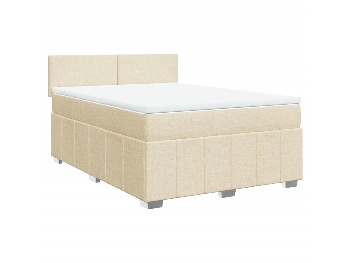 Maison Exclusive - Cama Box Spring Con Colchón Tela Color Crema 160x200 Cm