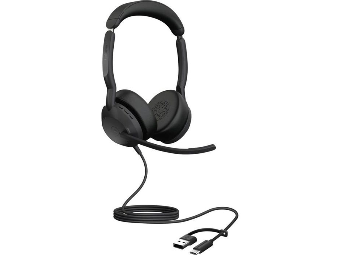 Auriculares con micrófono para teléfono Evolve2 50, supraaurales, con cable, estéreo, negros, con cancelación de ruido, Jabra Noise
