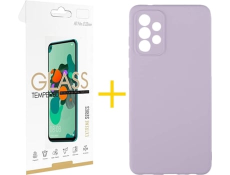 Kit Funda + Protector de Pantalla Samsung Galaxy A72 5G SKYHE Silicona Líquida (Morado)