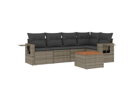 Conjunto 6 de muebles de jardín VIDAXL y cojines ratán sintético gris