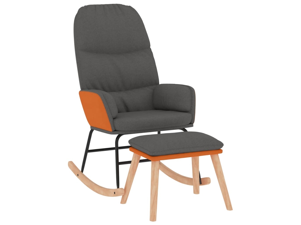 Maison Exclusive - Silla Mecedora Con Reposapiés Tela Gris Oscuro