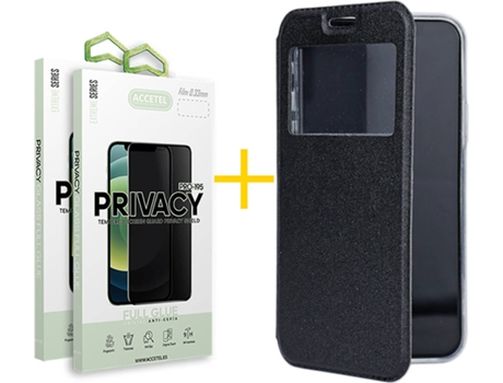 Carcasa + 2 Protectores de Pantalla para Samsung Galaxy S22 5G ACCETEL Negro