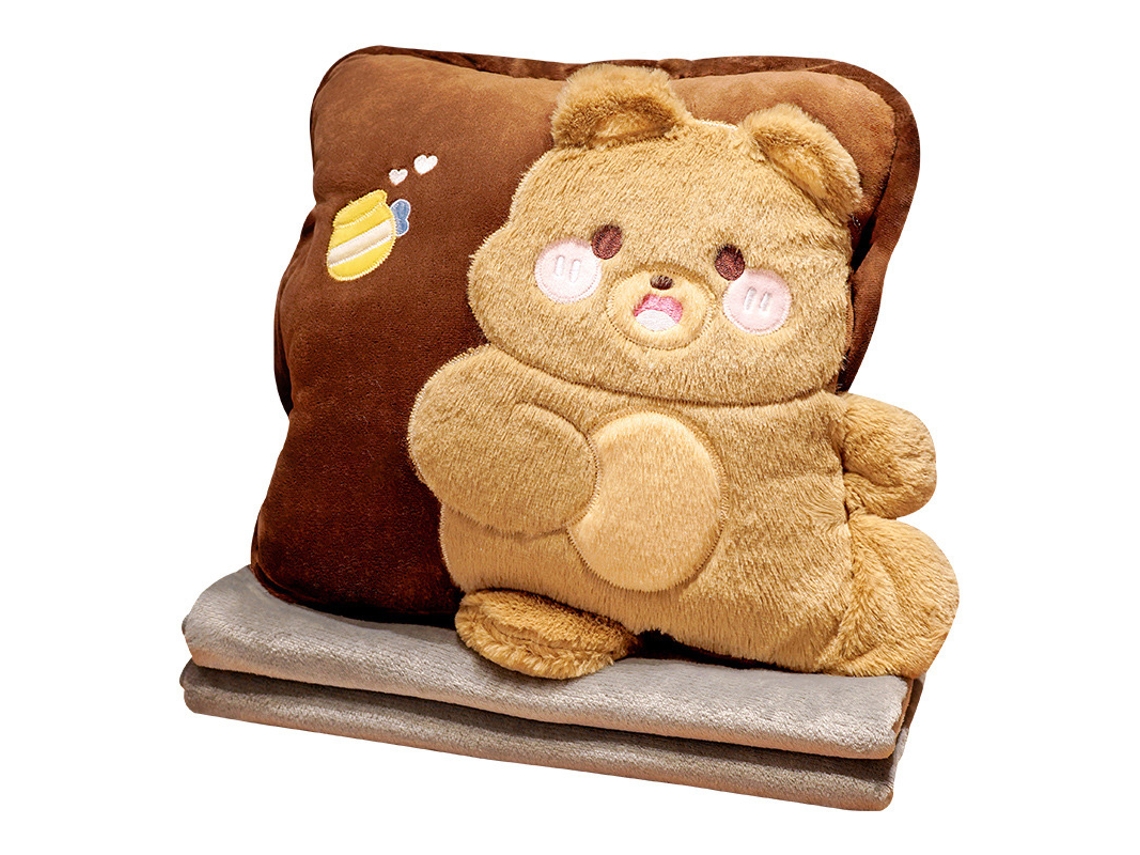 Juego de manta y almohada de viaje multifuncionales, de peluche, con forma de animal, para calentar las manos, ideal para la oficina, el dormitorio y el hogar.