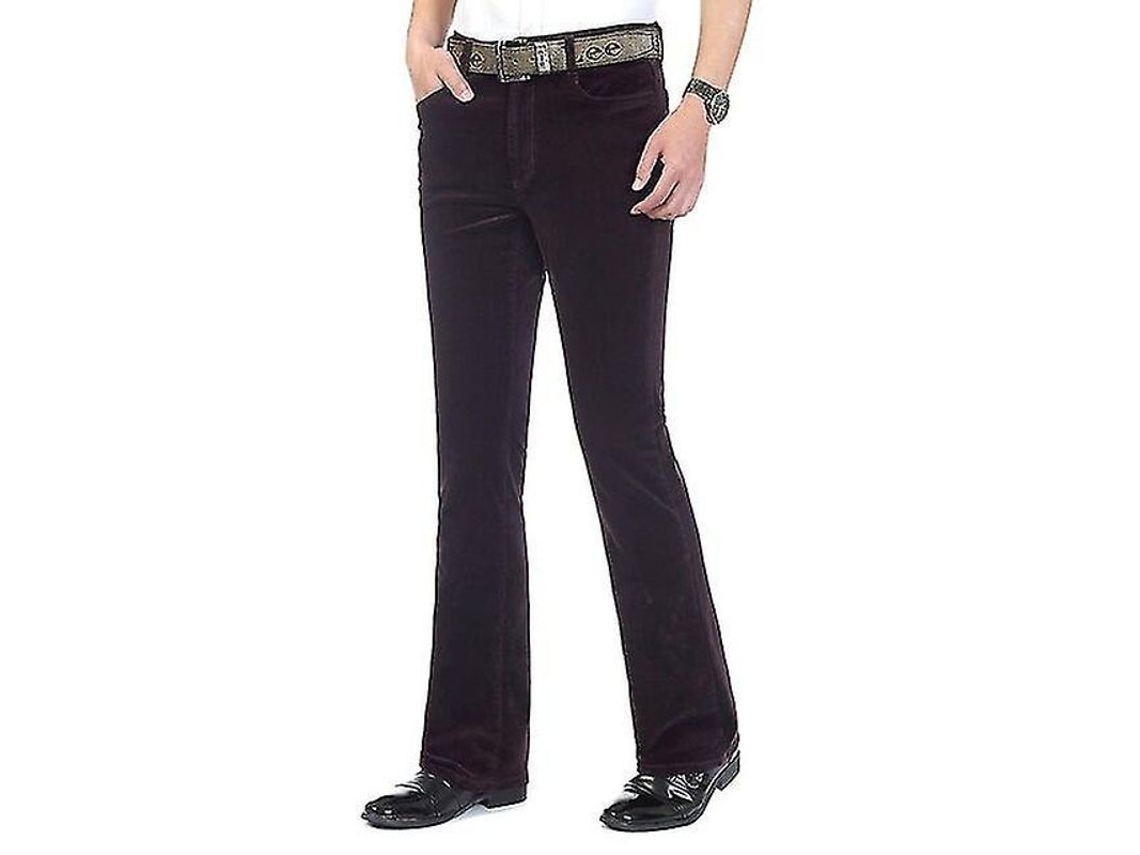 2026-pantalones Casuales De Pana Para Hombre De Talle Regular Con Pierna Campana Elásticos Otoño