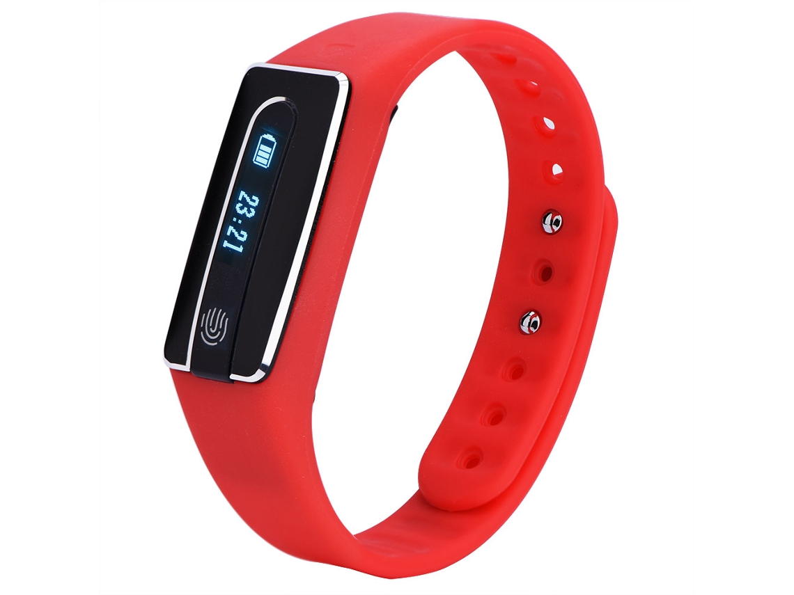 Pulsera Inteligente Con Podómetro, Monitor De Frecuencia Cardíaca Y Reloj Rojo Hb02