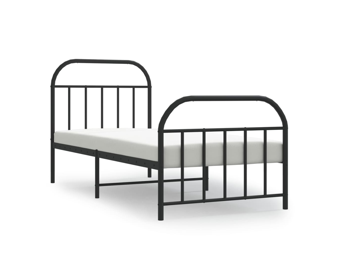 Marco de Cama con Cabecero Pés Metal Negro (90x190cm)
