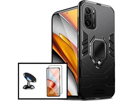 Kit Carcasa, Protector Cristal 5D Y Soporte Xiaomi Poco F3 Phonecare 3X1 Military Defender