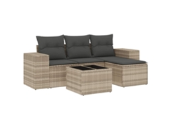 Maison Exclusive - Conjunto de sofá de jardín de 5 piezas con cojines, mimbre y patas gris claro