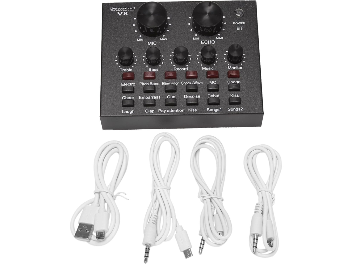Interfaz De Tarjeta De Sonido V8, Micrófono De Audio Usb Externo Con Función Para Transmisiones En Vivo.