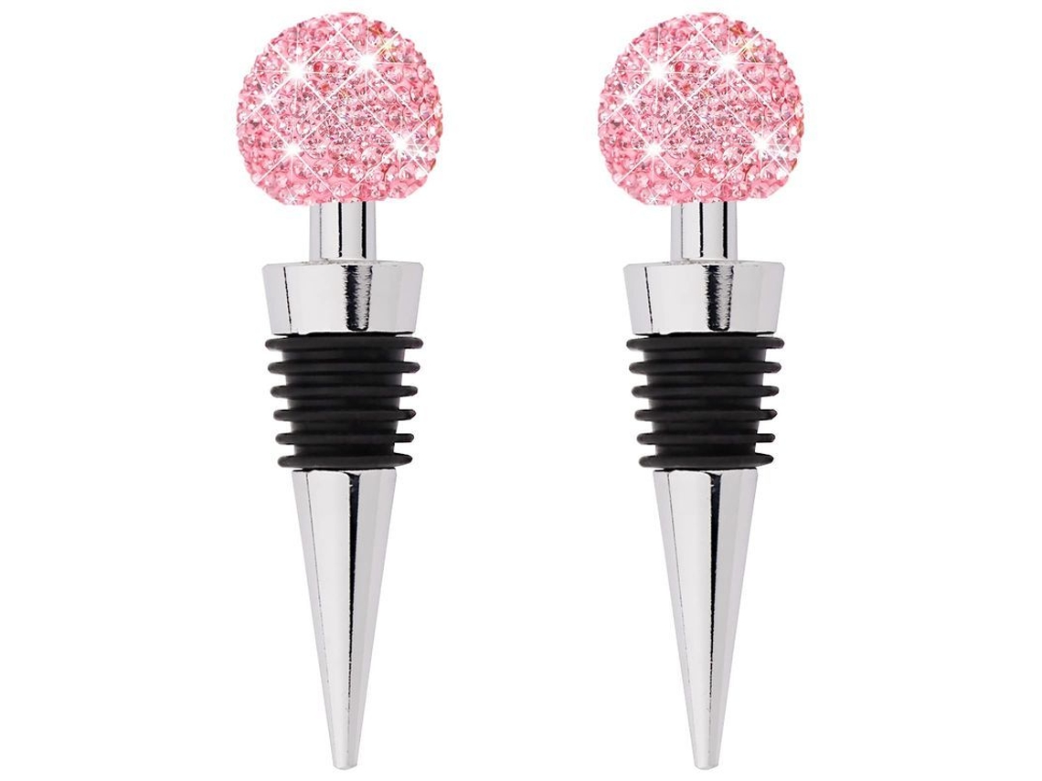 2 Tapones De Vino Decorativos Con Brillo, Bonitos Y Divertidos, Hechos De Cristal.