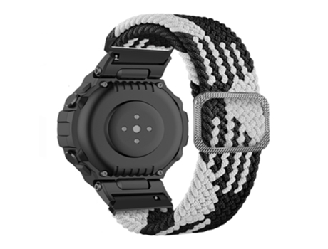Correa de nailon flexible con hebilla ajustable para Huami Amazfit T-Rex/T-Rex Pro/Ares - blanco/negro